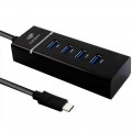 Hub USB 3.0 4 Portas C3Tech, USB-USBC, Preto - HU-C300BK