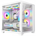 Gabinete Gamer K-Mex Space Y, CG-W13A, Lateral e Frontal em Vidro Temperado, Sem Fonte, S/Fan, Branco - CGW13ARH001CBOX