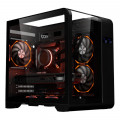 Gabinete Gamer K-Mex Aquário Top, CG-48KI, Cyberpunk, Lateral e Frontal em Vidro, Sem Fan, Preto - CG48KIRH001B0X