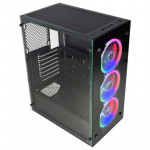 Gabinete Gamer K-Mex Wind Multicolor, CG-10H3, RGB, Lateral em Vidro, 3 Fan Led, Sem Fonte, Preto - CG10H3RH001CB0X