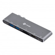 Hub USB Vinik Tipo Type C, 7 em 2, 2 USB 3.0, Leito de Cartão SD TF, HDMI, Thunderbolt 3, Power Delivery 100W - HC-72