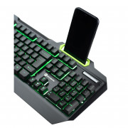 Teclado Gamer Goldentec GT Legend, LED Backlight, ABNT2, Anti-Ghosting, 107 Teclas Retroiluminadas, Verde Alumínio