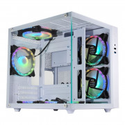 Gabinete Gamer K-Mex Aquário Micro, CG-W2SB, Lateral e Frontal em Vidro, Sem Fonte, Sem Fan, Branco - CGW2SBRH002B0X