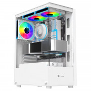 Gabinete Gamer Hayom GB1793, Tampa Lateral e Frente de Vidro, Com 3 Fans, LED RGB, Sem Fonte, Branco - GB1793