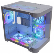 Gabinete Gamer K-Mex Aquário Curva Micro White, CG-W1AG, Lateral e Frontal em Vidro, Sem Fan, Branco - CGW1AGRH002CBOX