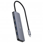 Hub C3Tech USB-USB-C 3.0, 4 Portas, Cinza - HU-C330GY