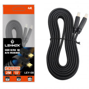 Cabo HDMI 2 metros Lehmox, HD Alta Velocidade 2.0, 4K Ultra HDTV 1080p, CB-07, Preto - LEY-08