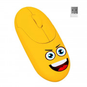 Mouse Sem Fio Bright Emoji Kids Yellow, Wireless, USB, 3 Botões, Amarelo - KMS003