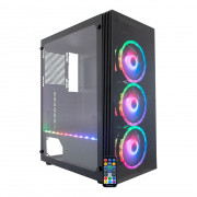 Gabinete Gamer K-Mex CG-06Z5 Asgard Star, Com 3 Fans, 1 Fita Led, Lateral em Vidro, ATX, Preto - CG06Z5RH006CB0X