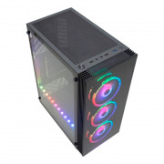 Gabinete Gamer K-Mex CG-06Z5 Asgard Star, Com 3 Fans, 1 Fita Led, Lateral em Vidro, ATX, Preto - CG06Z5RH006CB0X