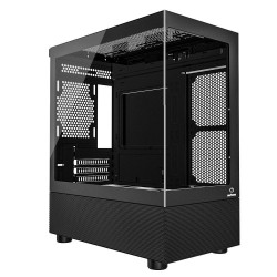 Gabinete Gamer One Power Crystal Black, Mid Tower, Lateral e frontal em Vidro, Sem Fan, Sem Fonte, Preto - CC-202B