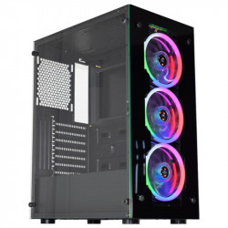 Gabinete Gamer K-Mex Wind Multicolor, CG-10H3, RGB, Lateral em Vidro, 3 Fan Led, Sem Fonte, Preto - CG10H3RH001CB0X