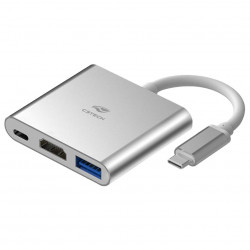 Hub USB Tipo Type C C3Tech, 3 em 1, 1 USB 3.0, Type C, HDMI, Cinza - HU-D10SI