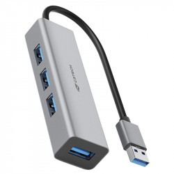 Hub USB 3.0 4 Portas C3Tech, Cinza - HU-340GY