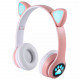 Headset Bright Bluetooth Cat Girl Kids, Bluetooth 5.0, Haste Ajustável, Entrada Micro TF e Auxiliar, Rosa - KHP003