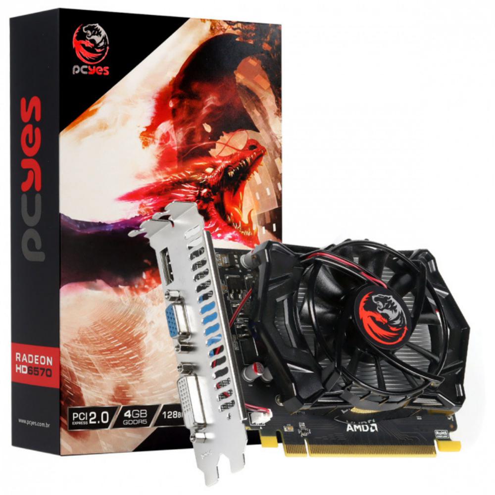 Placa de Vídeo Geforce GT 730 4GB DDR5 Pcyes Single Fan 64 Bits Saída Hdmi,  Dvi